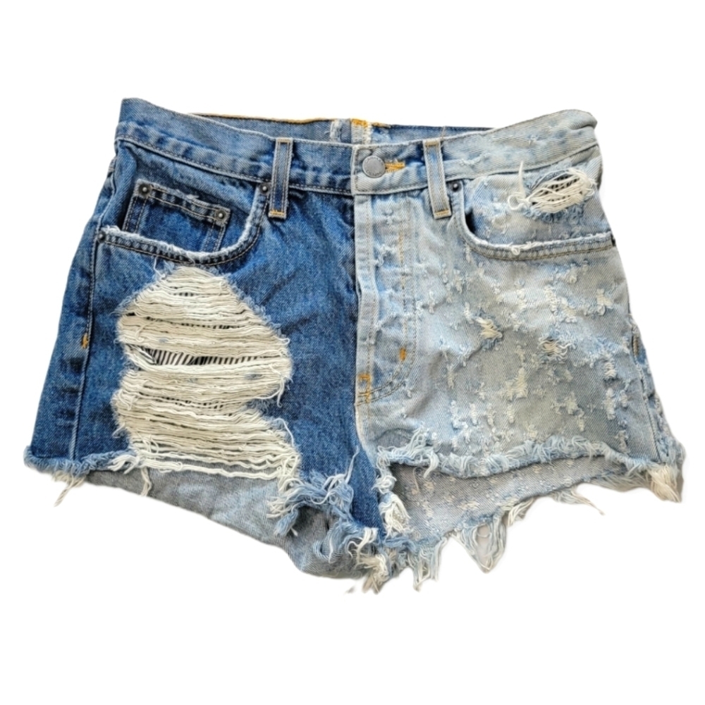 Carmar Denim Cotton Distressed Shorts 27 Blue
